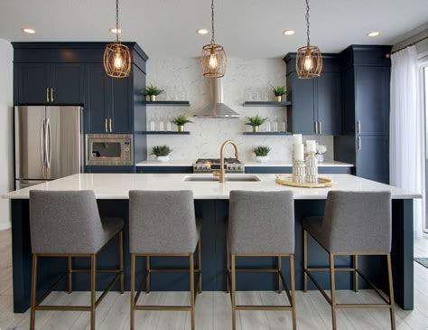 blue kitchen cabinets stainless steel|blue kitchen cabinets white countertop.